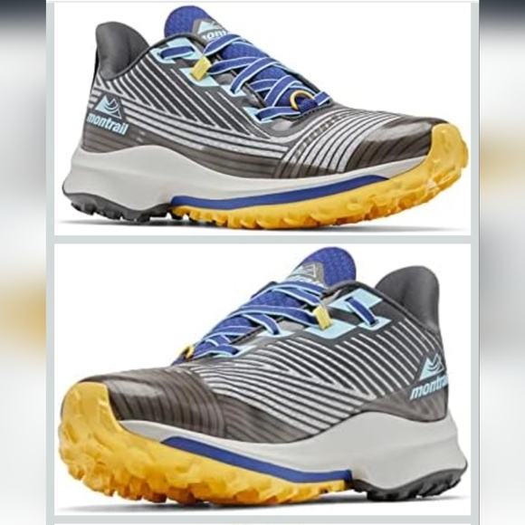 Columbia Montrail Trinity Ag womens Trail Running Shoe Gray Blue Yellow Size 10 - Picture 9 of 15